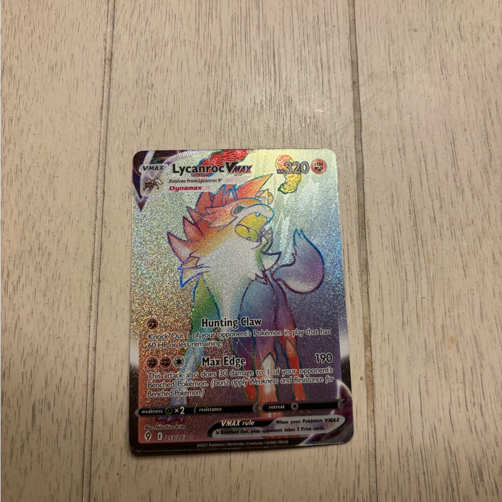 Lycanroc Vmax rainbow secret rare evolving skies